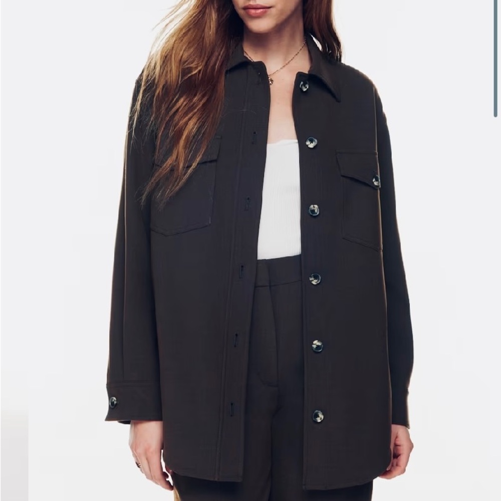 Aritzia Wilfred The Ganna Shirt Jacket Black Button-Up size Large